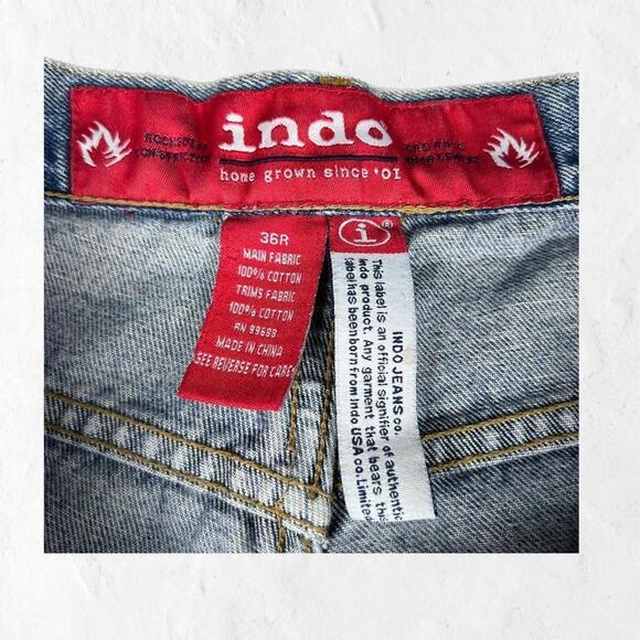 Light Wash Indo Wide Leg Denim Jeans Size 36R Skate y2k Streetwear - Picture 4 of 4